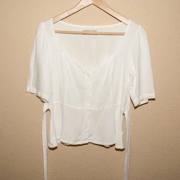 Urban Outfitters Penrose Button-front Peplum Top - Picture 3 of 5